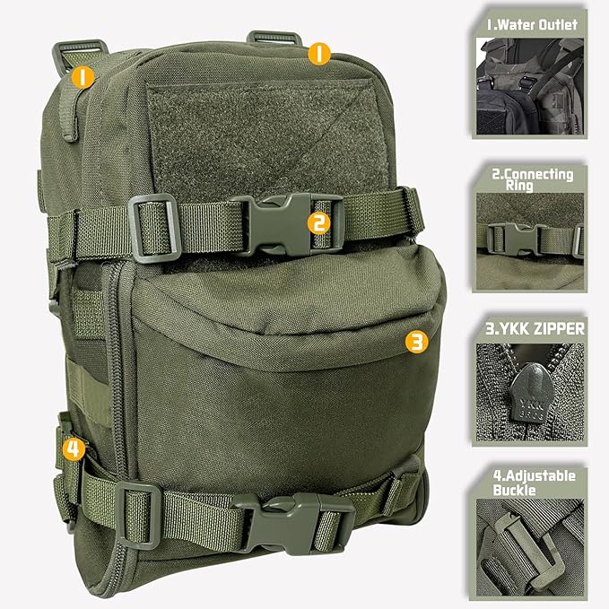 Tactical Hydration Backpack for 2L Hydration Bladder, Lightweight Hydration Backpack MOLLE Water Carrier for 2L Hydration Bladder Reservoir Pack for Hiking Biking Running Climbing