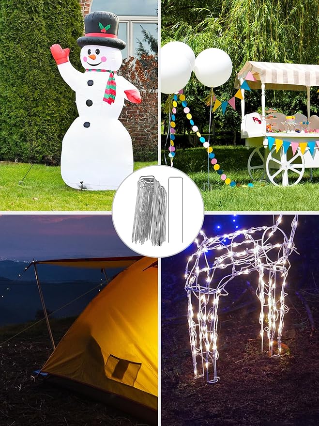 GROWNEER Landscape Staples Anti-Rust, 6 Inch 150pcs Garden Stakes, Galvanized Garden Staples, SOD Pins Yard Stakes for Securing Weed Fabric Barrier, Ground Cover, Artificial Turf, Dog Fence