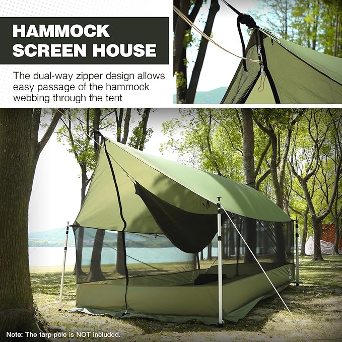 REDCAMP Large Hammock Hot Tent with Stove Jack, Waterproof & Windproof Winter Wall Tent with Snow Skirt, Ultralight 4 Season Tents for Camping, Hiking, Bushcraft, Backpacking, Hunting