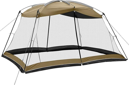 Screen House 13x9 Ft Canopy Tent Sun Shade Shelter Perfect for Outdoor Activities, Khaki