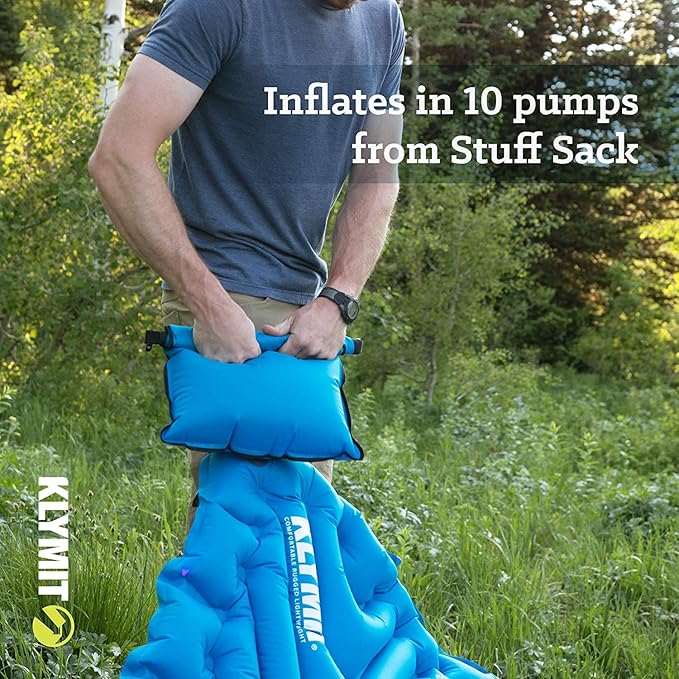 Klymit Insulated Double V Sleeping Pad and Static V Sheet Camping Pad Cover for Couples, 74x47x3 Inches