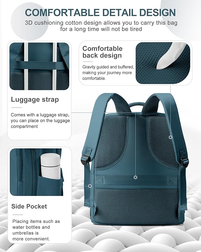coowoz Large Travel Backpack Carry On for Women Man Waterproof Gym Backpacks Mochila de Viaje Travel Bag Essentials Teacher Personal Item Backpack Rucksack Airplane Accessories Must Haves Peacock Blue