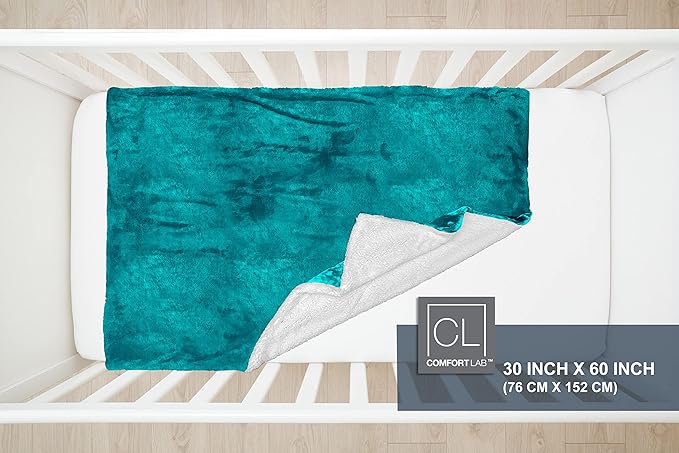Comfort Lab Reversible Flannel Sherpa Throw Blanket - Elegant Fluffy Throw Blankets for Couch and Home Decor - Anti Pilling Non Shedding Cozy & Warm Fleece Throws - Baby/Pet (30" x 40") - Teal