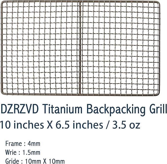 Mini Size Titanium Grill Grate for Backpacking Hiking Outdoor Camping Beach BBQ (Camping Fire Rated) - 10"X6.5"