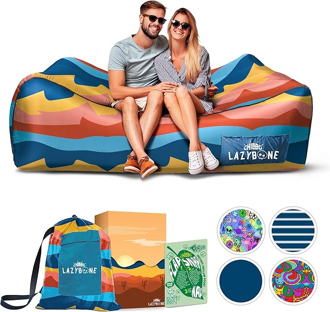 Chillbo Lazybone Inflatable Couch - Ultimate Inflatable Lounger for Maximum Chill - The Perfect Blow Up Couch for Music Festivals Or Inflatable Lounger for Camping
