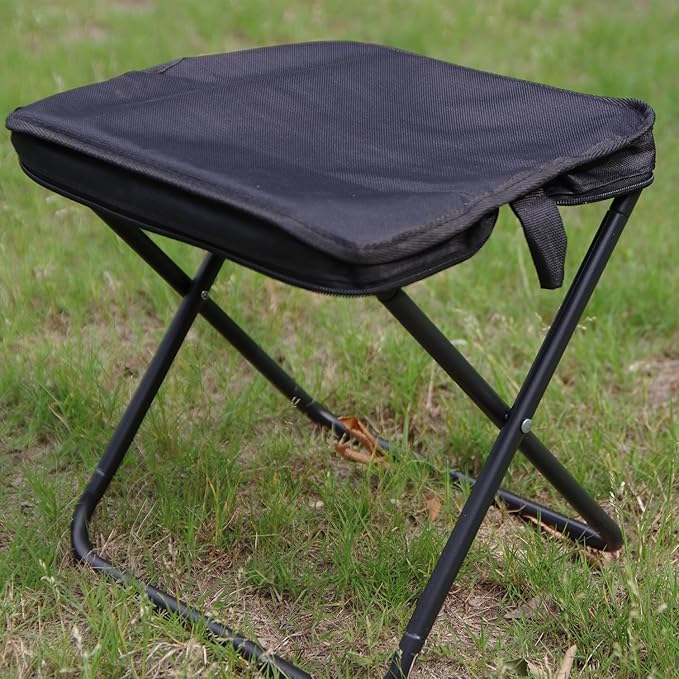 Outdoor Pocket Portable Chair,Lightweight Stool,for Camping,Hiking,Queue,shortbreak Anytime (Black, Large)