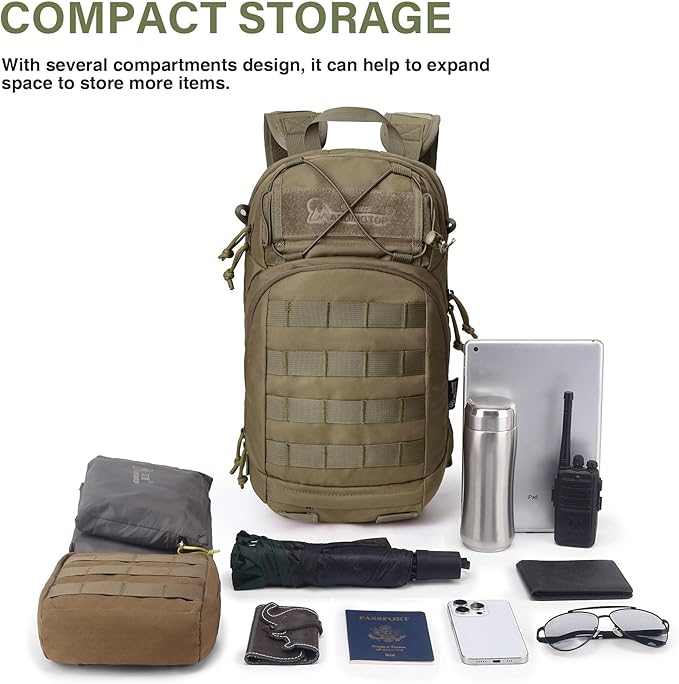 Mardingtop 15L Tactical MOLLE Hydration Backpack – Small Military Bag for Motorcycle, Hiking, Riding, Biking & EDC Daypack