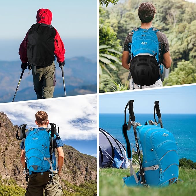 IX INOXTO 20L Hydration Backpack, Waterproof Hiking Internal Frame Backpacks with 2L Hydration Water Bladder and Rain Cover for Men, Lightweight Travel Daypack for Cycling,Camping,Ski (blue)