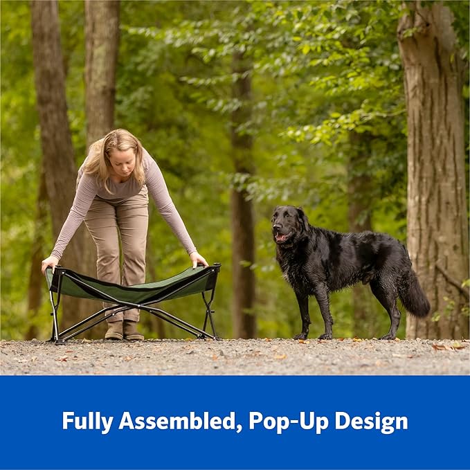 Coolaroo On-The-Go Elevated Dog Bed Kit – Portable & Cooling Travel Cot with HeatShield Fabric for Large Dogs, Lightweight & Compact, Includes Matching Carry Bag & Pacific Blue Bonus Cover, Large