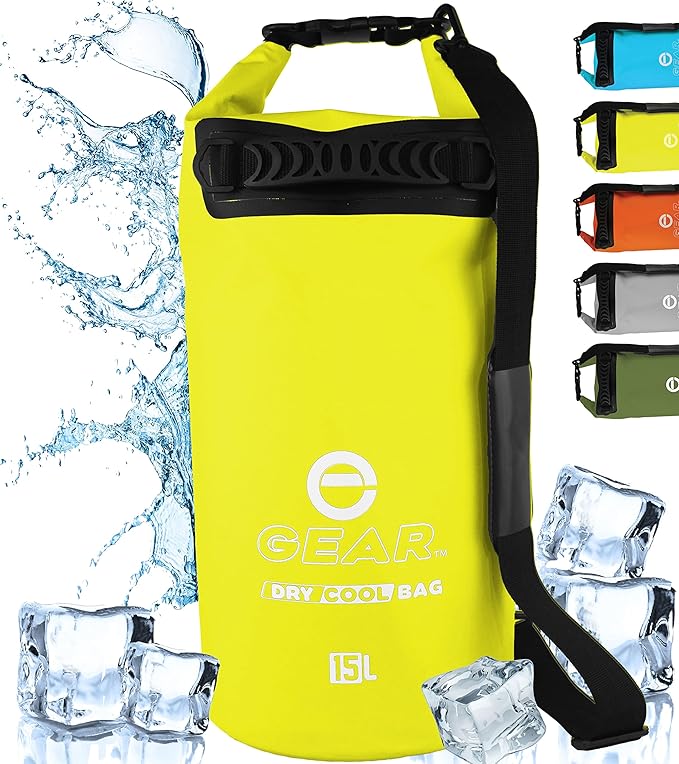 Enthusiast Gear Insulated Dry Bag Floating Cooler – 10L / 15L / 25L Roll Top, Leak Proof, Waterproof, Collapsible, with Padded Shoulder Strap - Perfect for Kayaking Fishing Beach