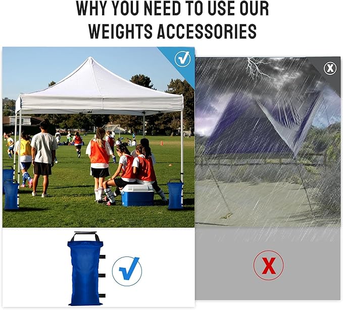 4 Pack (Upgrade) SANWAY Sand Bags for Canopy Weights(Unfilled)-Portable and Durable to Secure Tents, Canopies, and Umbrellas at Outdoor Events (Blue, 120 LBS)