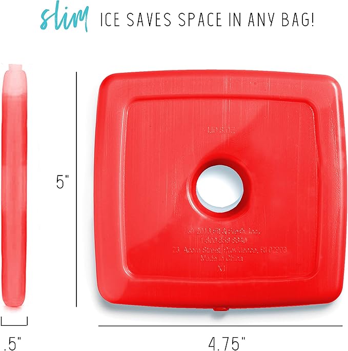 Cool Coolers by Fit & Fresh Slim Ice Packs, Quick Freeze, Space-Saving, Reusable Ice Packs for Lunch Boxes & Coolers