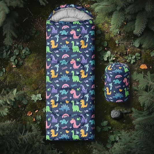 AILONEN Boys Sleeping Bag for Camping,Nautical Anchor,Lightweight & Waterproof,3 Season Warm & Cool Weather,Navy Blue Sleeping Bags for Kids Men Travelling,Outdoors