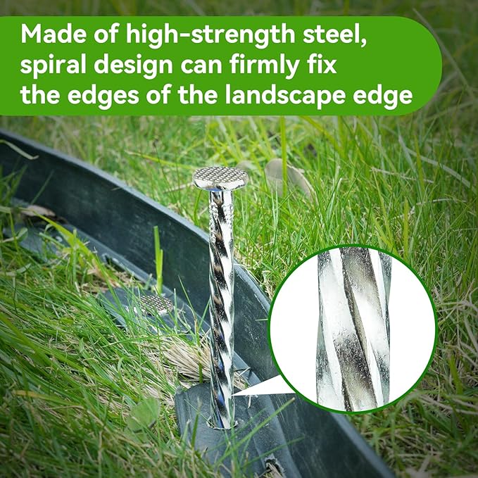 Extra-Long 14 Inch Spiral Landscape Stakes - Heavy Duty Solid Metal Spikes for Paver Edging, Weed Barrier, Trap, Tent and More (8 Pcs)