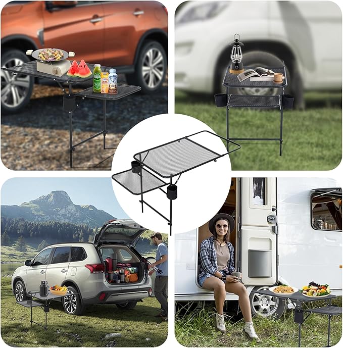 CDEN Tailgate Table, Car Desk, Tailgate Table, Car Camping, Camping Tables, Vehicle Tables, Adjustable Height, Lightweight