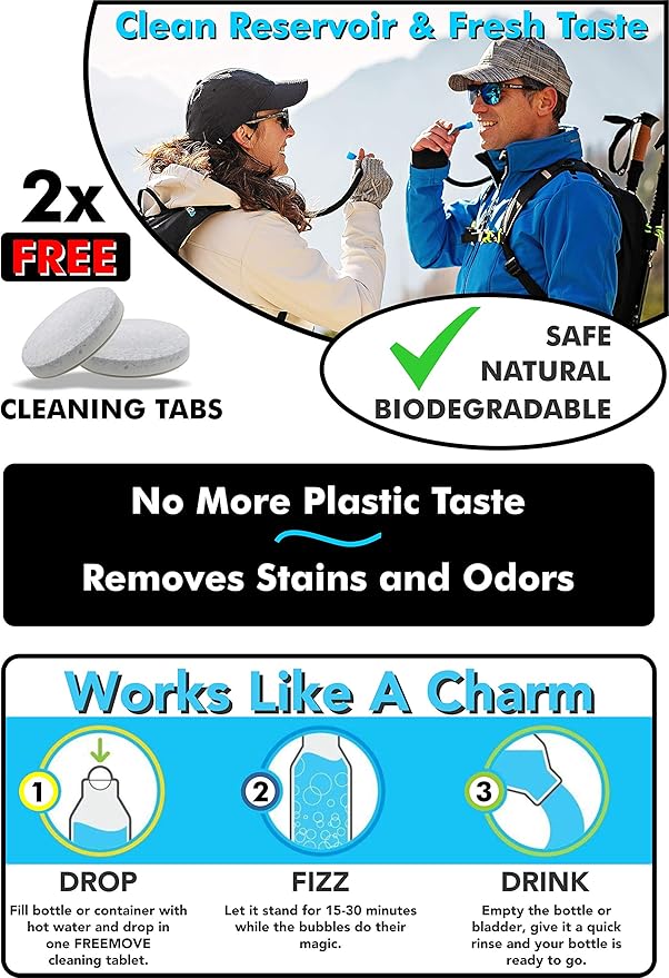Hydration Bladder Cleaning Kit 6in1 - Clean and Maintain 2L and 3L Water Bladders with Ease - Includes 3 Brushes, Drying Hanger, Carry Bag & 2 Cleaning Tablets For Any Camelback Water Pack Backpack