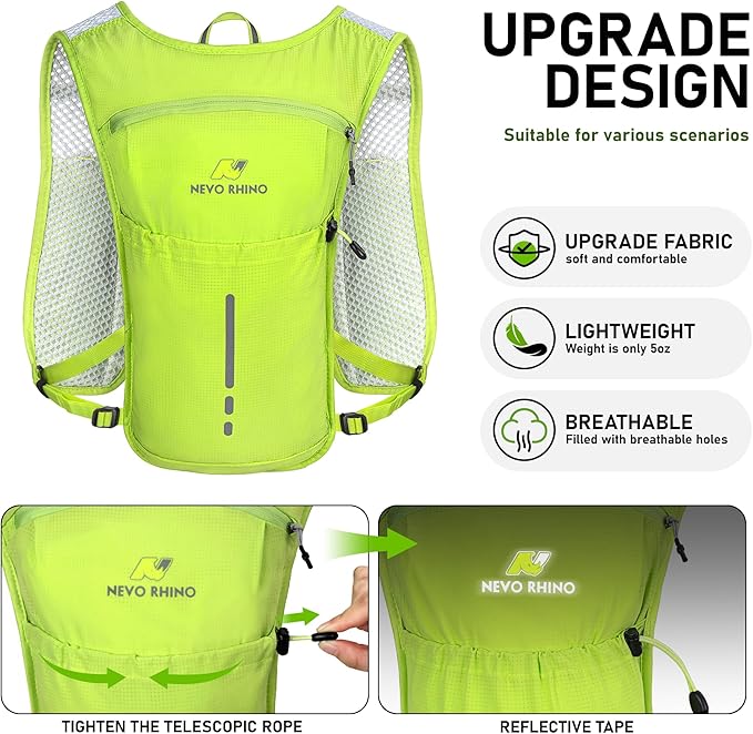 N NEVO RHINO Running Vest, Lightweight Hydration Vest, Insulated Water Backpack with 1.5L Water Bladder for Hiking, Trail, Running,Marathons,Cycling