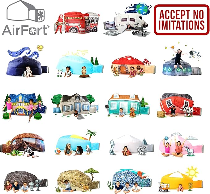 The Original Patented AirFort - Build A Fort in 30 Seconds, Inflatable Fort for Kids, Play Tent for 3-14 Years, A Playhouse Where Imagination Runs Wild, Fan not Included (Cottage)
