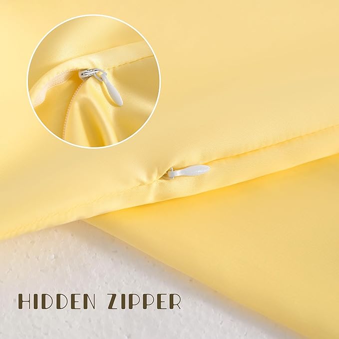 NTBAY Zippered Silk Satin Toddler Pillowcases - 2 Pack Hidden Zipper 13x18 Pillowcases - Luxury and Silky Baby Travel Pillow Covers, Yellow