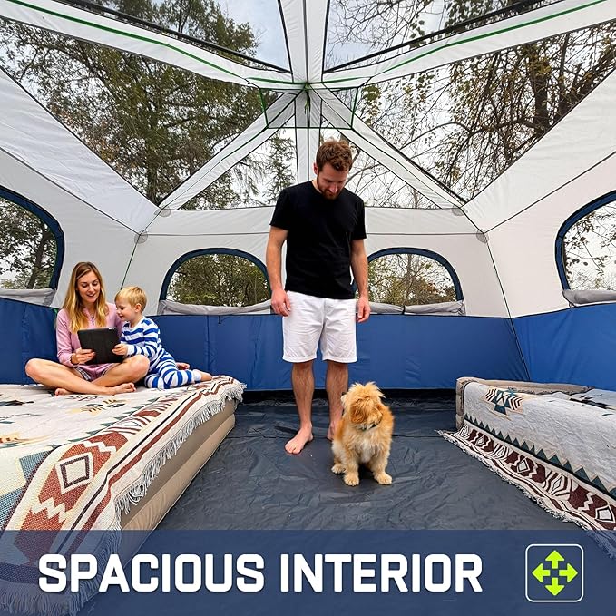 4/6/8/10 Person Instant Tent, Waterproof Pop Up Tents for Camping with Rainfly, 60 Seconds Easy Setup, Automatic Cabin Tent for Family Camping with Expandable Carry Bag & Upgraded Ventilation