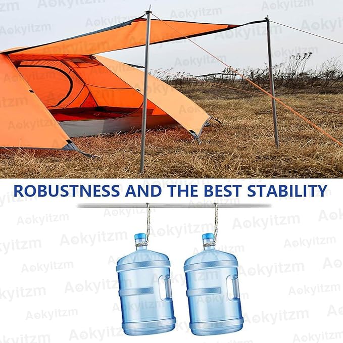 Tent Poles,Adjustable Portable Tent Poles-74.8" Sturdy and Durable Rustproof Thickened Iron Tent Stakes for Camping,Hiking,Van Awnings,Beach Awning Tent Accessory with Storage Bag-2 Pack (Silver Gray)