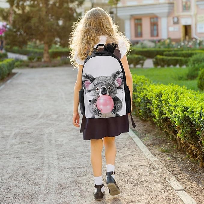Lightweight Daypack Backpack for Trekking Work Running, Big Capacity Multipurpose Anti-Theft Bookbag, Bubble Gum Cute Funny Koala Business Computer Bag