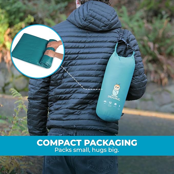 Puffy Blanket for Cold Weather - Down Camping Blanket with Sustainable Insulation, Lightweight & Warm Outdoor Camping Quilt, Water-Resistant, Compact & Packable