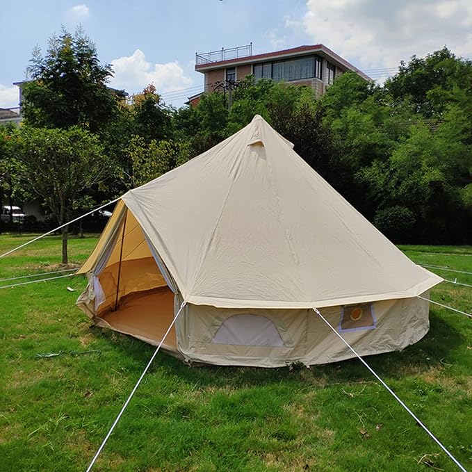 GeRRiT Camping Tent 3M & 4M Outdoor Waterproof Tent, Large Cotton Canvas Tent Yurt, 4 Seasons Frame Tent