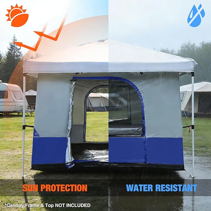 REDCAMP Canopy Camping Tent for Pop Up Canopy Tent, Inner Tent Converts Straight Leg 10'x10' or 10'x20' Canopy into Camping Tent, Fits 4-6 Person(Frame/Shelter NOT Included)