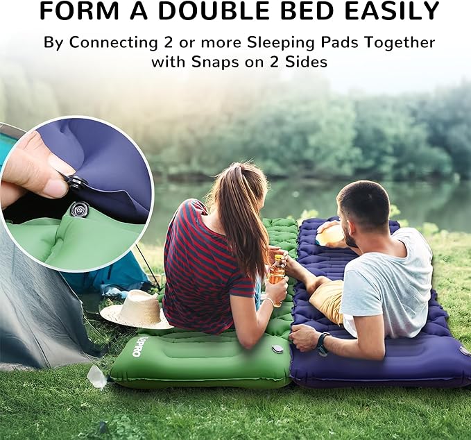 Camping Sleeping Pad Air Mattress - Inflatable Ultralight Ergonomic Design Compact Airpad Backpacking Hiking Outdoor Activities Navy Blue