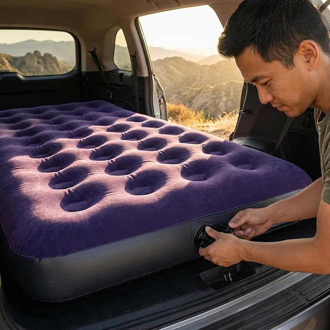 Twin Size Air Mattress - Portable Foldable Comfortable Inflatable Airbed Lightweight Bed for Camping, Home and Travel Pad - Easy to Set Up - Ideal for Kids, Adults, and Guests