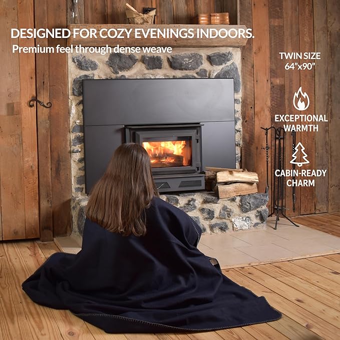 Military Style Wool Blanket – Cushioned, Breathable, Durable, Warm & Washable – Double-Stitched Border – Great for Camping, Outdoor, First Aid, Travel, Car – Fire-Resistant – 64"x90" 4.5lb (Gray)