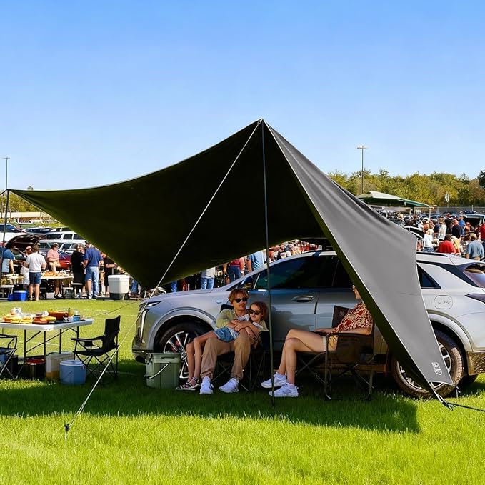 TIMBER RIDGE 19x9.8ft Retractable Car Awning with Blackout Coating, 186ft² Roof Rack Pull-Out Sun Shade Overland Camping, UPF50+ Waterproof Sun Shelter for Vehicle/Truck/Jeep/SUV/Van Grey