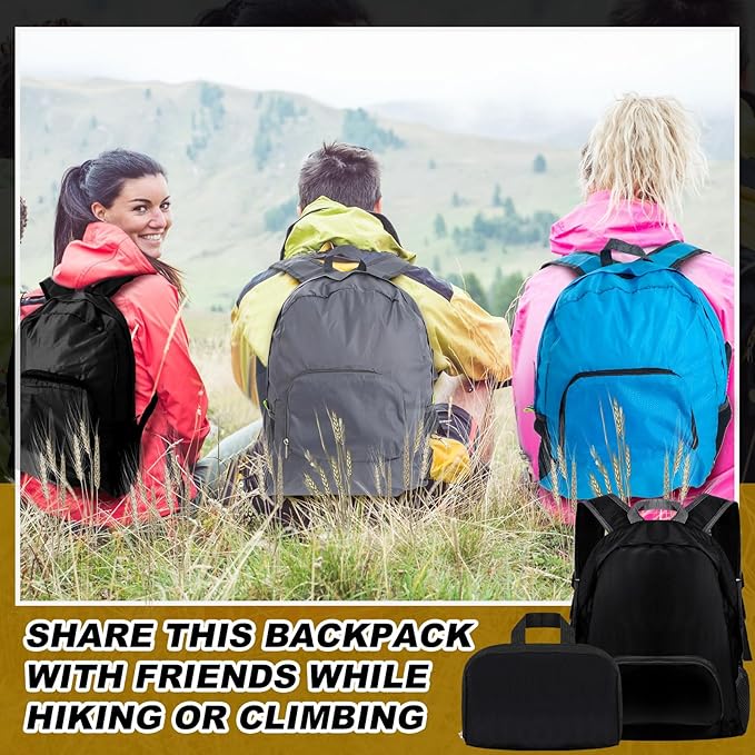 Dunzy 12 Pcs 20l Foldable Backpacks Bulk Lightweight Basic Back Pack Wholesale for Homeless Donation Corporate Events Travel Camping (Multicolor)