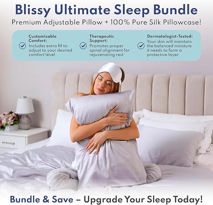 BLISSY Adjustable Memory Foam Pillow with Cooling Technology (King Size) - Oeko-TEX & CertiPUR-US