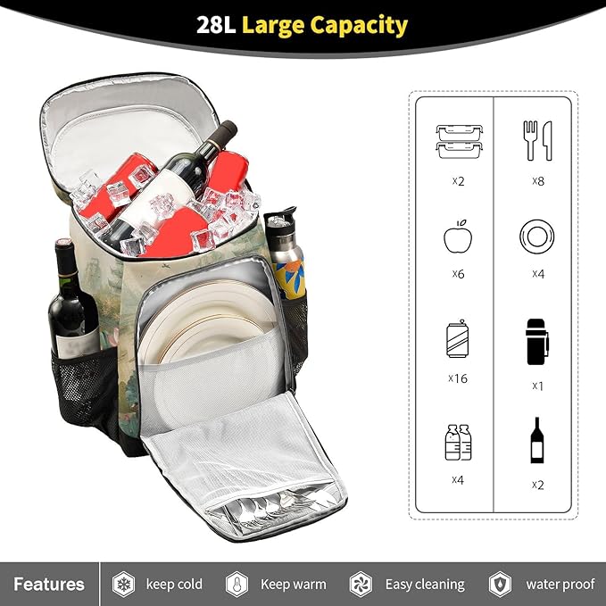 YETTASBIN Leakproof 36 Cans Cooler Backpack for Men Women - Lotus Insulated Backpack Cooler Large Capacity Waterproof Lunch Bag for Hiking, Camping, Beach, Fishing, Work