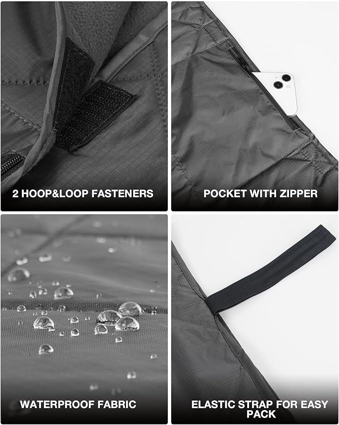 Large Waterproof Stadium Blanket, Soft Warm Fleece Camping Blanket Windproof for Cold Weather, 79"x 59" Triple Layers for Outdoor Sports, Concerts, Car, Dog