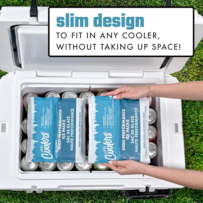 Cool Coolers by Fit & Fresh High Performance Cooler Foil Ice Packs, Puncture Resistant Ice Packs for Coolers and Lunch Bags, Durable and Reusable, Non-Toxic Gel Ice Packs, 2PK