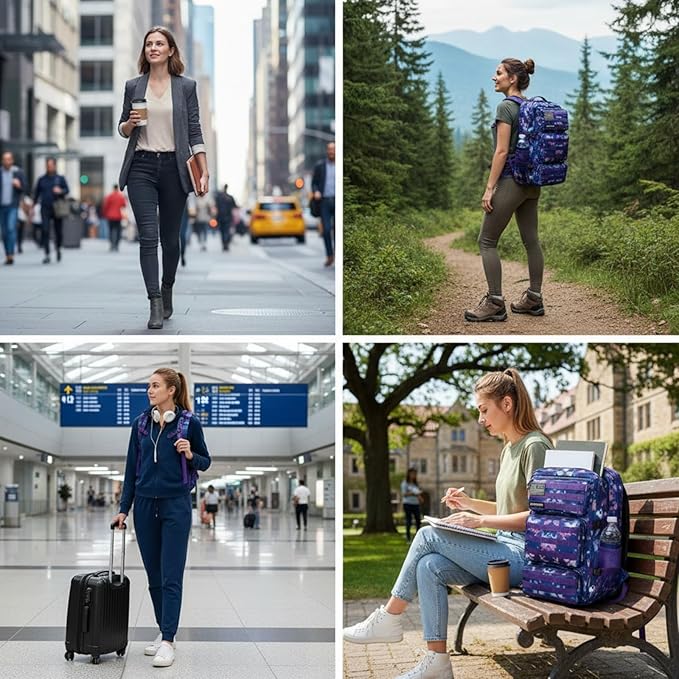 Military Tactical Backpack 55L for Men & Women Bug Out Bag Assault pack Molle Daypack Hiking Trekking Rucksack (Purple tie dye)