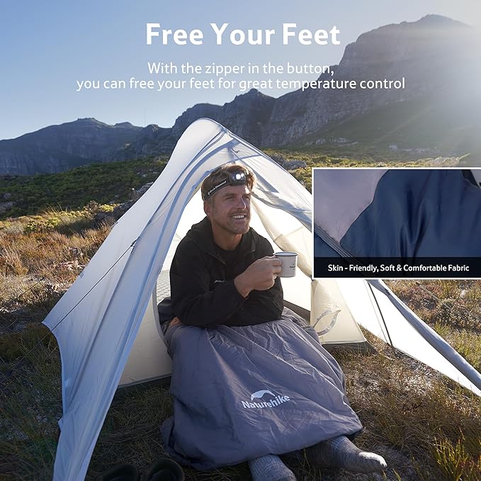 Naturehike Lightweight Compact Sleeping Bag, 59℉/32℉ Envelope Ultralight Backpacking Sleeping Bag Portable, Waterproof with Compression Sack for Cold&Warm, Camping, Traveling, Hiking