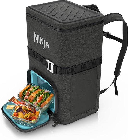 Ninja FrostVault Go Can Soft Cooler, 24/36 Can, Leak Proof, Built-In Cup Holder, 2 Ice Packs & Dry Storage Drawer, Polyester Insulation, Hiking, Camping, Picnic