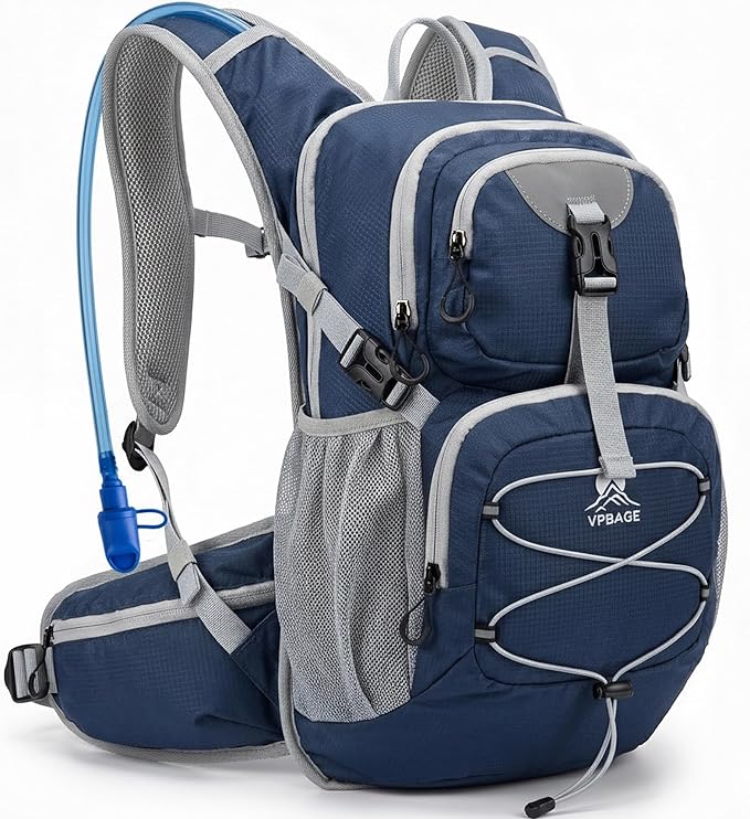 Hydration Backpack with 2L Bladder – Thermal Insulated Water Pack for Hiking, Skiing, Running – Lightweight Daypack for Men & Women, Soft-Lined Sunglasses Pocket & Large Waist Pockets