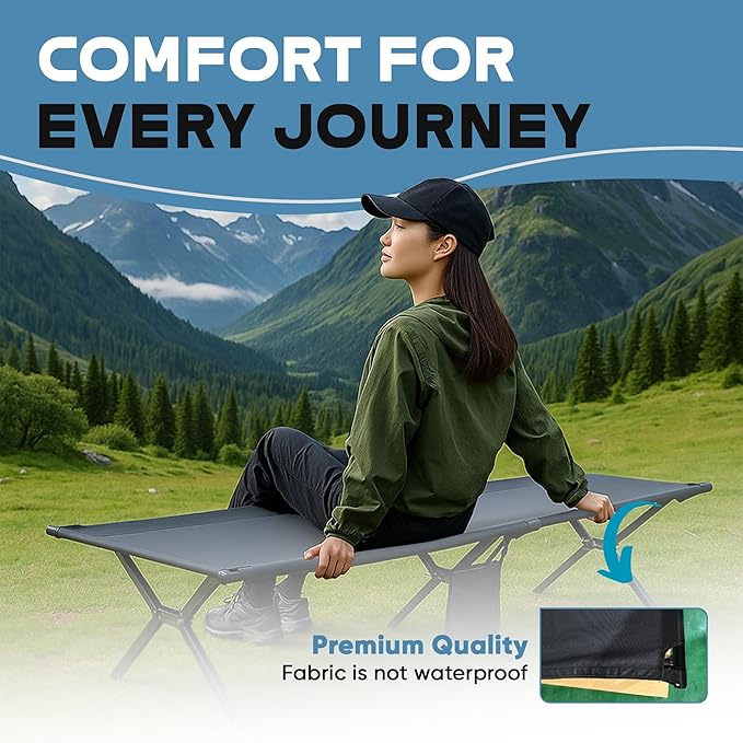 Ultralight Camping Cot for Adults, 120kg Sleeping Support Camping Bed, Easy Setup, Foldable and Portable for Backpacking, Hiking and Travel