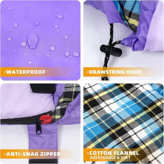 Cotton Flannel Liner Sleeping Bag for Adults Teens Kids, Cold Weather &Warm, 3 Seasons, Lightweight Compact Camping Essentials Equipment, Hiking, Outdoor, Travel