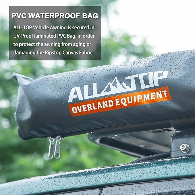 ALL-TOP Vehicle Awning 8.2'x8.2' Roof Rack Pull-Out Sun Shade UV50+, Weatherproof 4x4 Side Awning for Camping & Overland (Hardware Included)