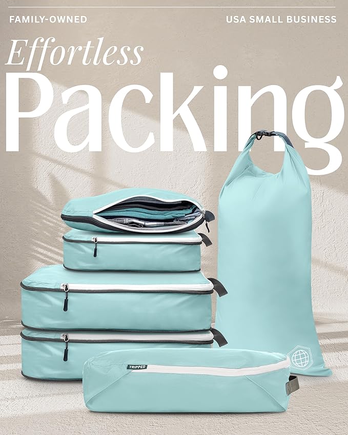 Compression Packing Cubes Set for Carryon Suitcases- Lightweight, Durable Clothes Organizer