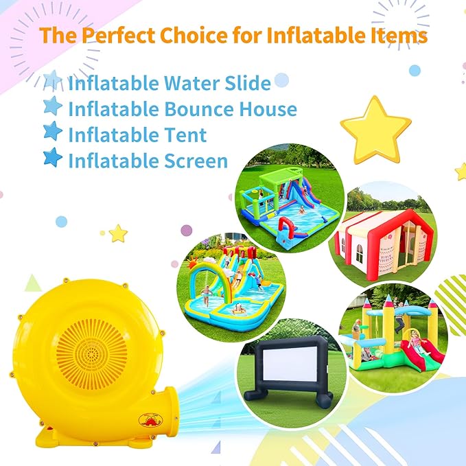 Bounce House Air Blower, 520W Blower for Inflatable Water Slide, Bouncy Castle, Inflatable Screen, Inflatable Tent, Floor Fan, Dryer