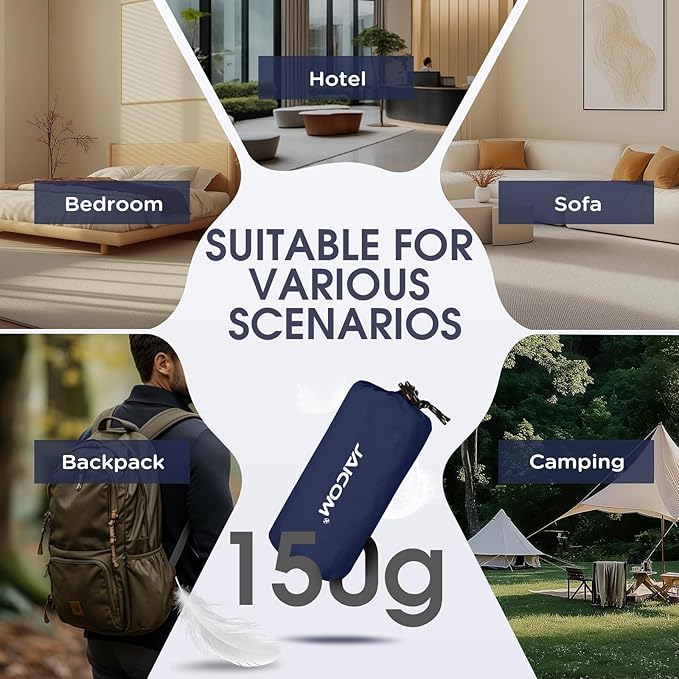 Ultralight Sleeping Bag Liner - 5.3 oz Washable Adult Sleep Sack & Travel Sheets, Self Tan Sleep Sack with Two-Way-Zipper, for Backpacking, Hotel, Camping, Travel