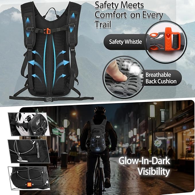 WOLT Hydration Backpack 18L Hiking Water Backpack with 2L Water Bladder for Men Women, Hydration Pack for Running Cycling Biking and Climbing