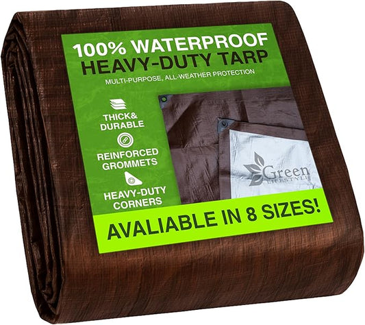 GREEN LIFESTYLE Heavy Duty Tarp Waterproof – Covers Supplies & Equipment (10x12)